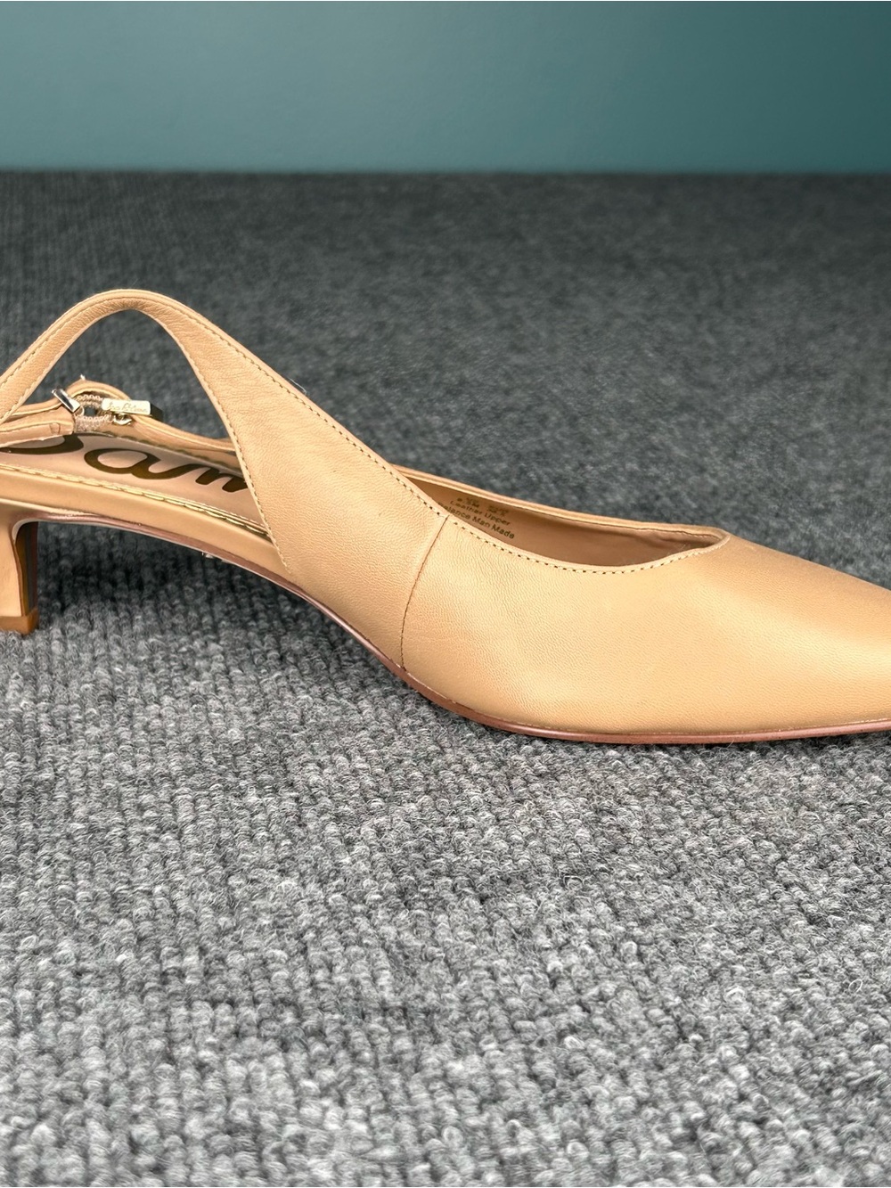 Sam Edelman Bianka Slingback Pump Neutral Nude Leather 8.5 Wedding Formal Prom - Picture 6 of 14